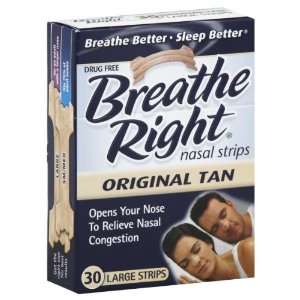 Breathe Right Nasal Strips, Large, Original Tan 30 strips