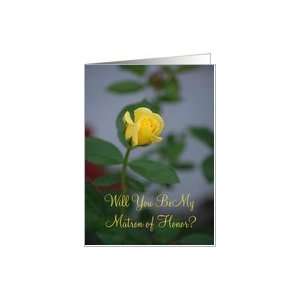  Matron of Honor Invitation, single yellow rose Card 