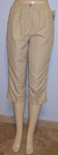   Beige/Tan Cropped/Capri Elastic Waist Pants Size 10 Medium NWT  