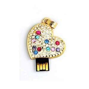  8GB Mixed Colored Crystal Heart Design USB Flash Drive 
