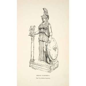  1894 Print Ancient Greek Athena Parthenos Statue Sculpture 