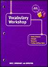 Vocabulary Workshop, (0030562961), Holt, Rinehart and Winston Staff 