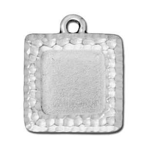  22mm Antique Silver Hammertone Square Picture Frame Charm 