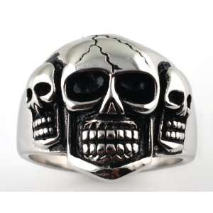  Stainless Steel Casting Ring   3  Skull   Size : 9 