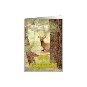  Go Green Deer Animal Nature Wildlife Card Health 