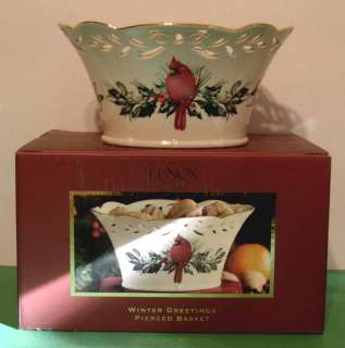 Lenox Winter Greetings Pierced Basket Cardinal Bird New in Box  