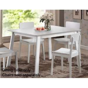  Solid Wood Dining Table with Beveled Edge Design in White 