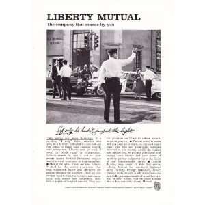 1961 Ad Liberty Mutual Insurance Ran the Light Original Vintage Print 