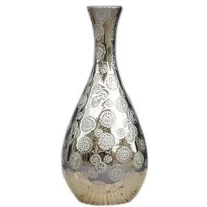   Pattern Silver Plated Ceramic Centerpiece Decorative Tall Vase: Home