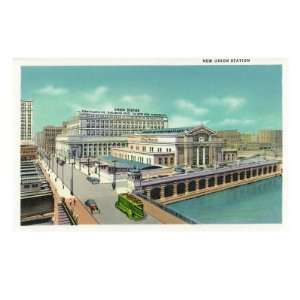 Chicago, Illinois, Exterior View of the New Union Train Station Giclee 