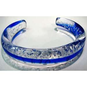  Murano Glass Bangle Bracelet 925 Silver Embedded in a Glass 