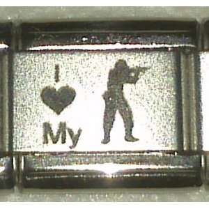  I Love My Soldier Laser Italian Charm Charms Kitchen 