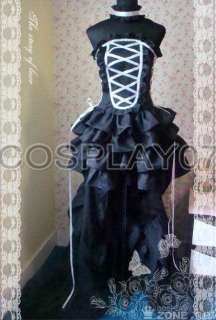 Gothic Lolita Chobits Chii (Black with white ribbon) Cosplay Costume 