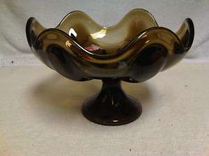 VIKING EPIC DARK AMBER COMPOTE FOOTED BOWL WITH LABEL BEAUTIFUL 