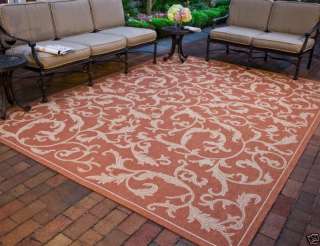 Indoor/Outdoor Terracotta/Natural Carpet Rug 4 x 6  