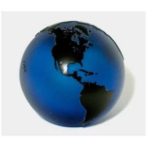   Designer Art Glass, Paper Weight Aqua/Black Globe: Home & Kitchen