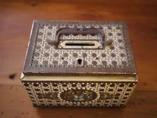   Stamped Tin Metal Donation Tithing Church Alms Coin Bank Box  