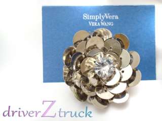 SIMPLY VERA WANG New SEQUIN FLOWER RING Faux Crystal 7  