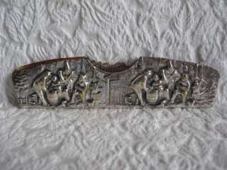 Vtg Antique Denmark Silver Metal Repousse Comb Case  