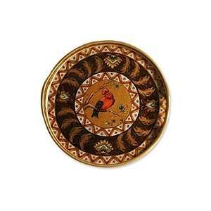    NOVICA Painted glass tray, Bird in Summer