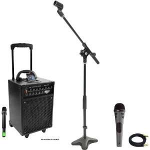 Mic, Cable and Stand Package   PWMA930I 600 Watt VHF Wireless Portable 