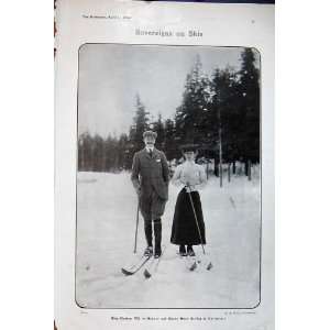  1906 King Haakon Norway Queen Maud Ski Ing Switzerland 
