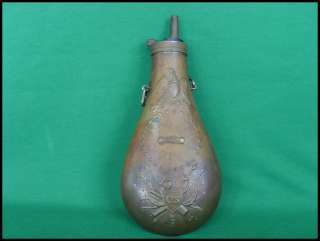   War Military Batty Peace Powder flask horn American Eagle Reenactment