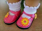 PINK Mary Jane DOLL SHOES w/ YELLOW & ORANGE Flowers for 18 American 