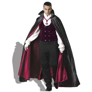 E36 Mens Deluxe Vampire Halloween Fancy Dress Up Costume Outfit + Cape 