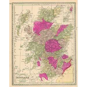 Tunison 1889 Antique Map of Scotland: Kitchen & Dining
