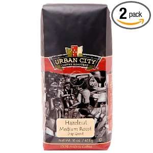 Urban City Coffee Hazelnut Ground, 16 Ounce Bags (Pack of 2)
