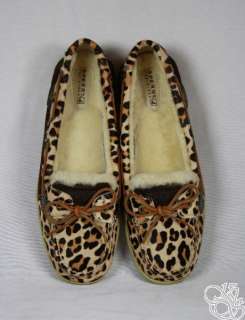 SPERRY Top Sider Angelfish Leopard Pony / Shearling Womens Boat Shoes 