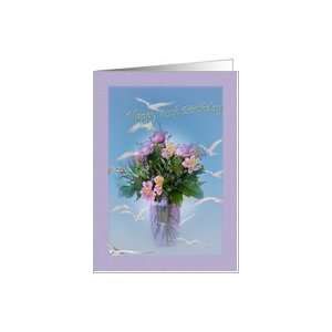   85th Birthday Card with Flowers, Gulls, and Terns Card Toys & Games