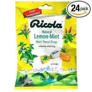 Ricola Natural Herb Cough & Throat Drops, Lemon Mint, 24 Count Bags 