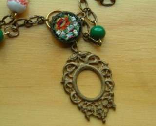 Vintage REvival Micro Mosaic Necklace Upcycled French Frame Pendant 