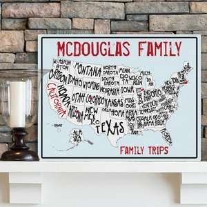  Personalized Sea to Shining Sea Family Map Canvas