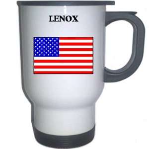  US Flag   Lenox, New York (NY) White Stainless Steel Mug 