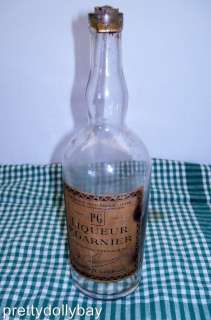 Antique Corked Old Glass Liqueur Bottle P Garnier Paris France 1900 