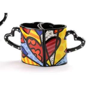 Romero Britto Ceramic Double Heart Mug Set of 2