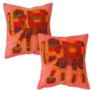  Elephant Cotton Cushion Covers with Patch & Jogi 