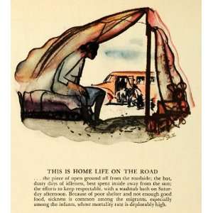  Print Great Depression Migration Farmer Tent Art Homeless Dust Bowl 