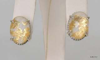   LORI BONN White Agate Gold Leaf Quartz Post Earrings MIGHTY APHRODITE