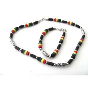  Bob Marley Reggae Rasta Necklace and Bracelet Set: Health 