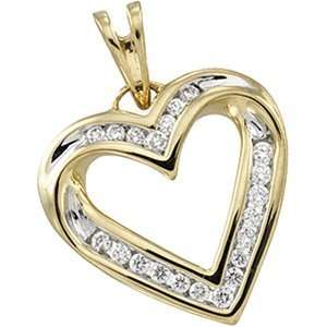Genuine IceCarats Designer Jewelry Gift 14K Yellow Gold Diamond Heart 