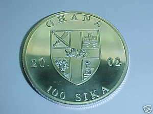 GHANA UNCIRCULATED COMMEMORATIVE ONE OZ SILVER COIN  