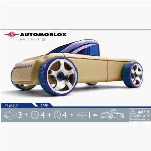  Automoblox T9 Mini Wooden Toy Pickup in Blue: Sports 