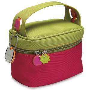  Pink & Green Twill Polyester Cosmetic Bag with Engraved 