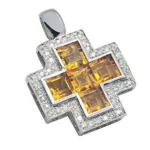   Citrine Diamond Gemstone Pendant in White Gold Avianne & Co Jewelry