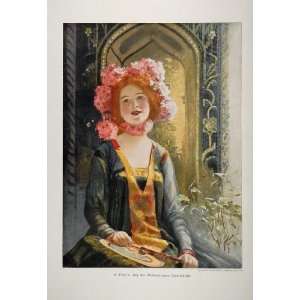  1902 Print Christmas Flower Queen Blumenkonigin NICE 