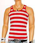   RED GRAY STRIPED DESIGNER MUSCLE TANK TOP MMA GYM SOFT UFC *WOW